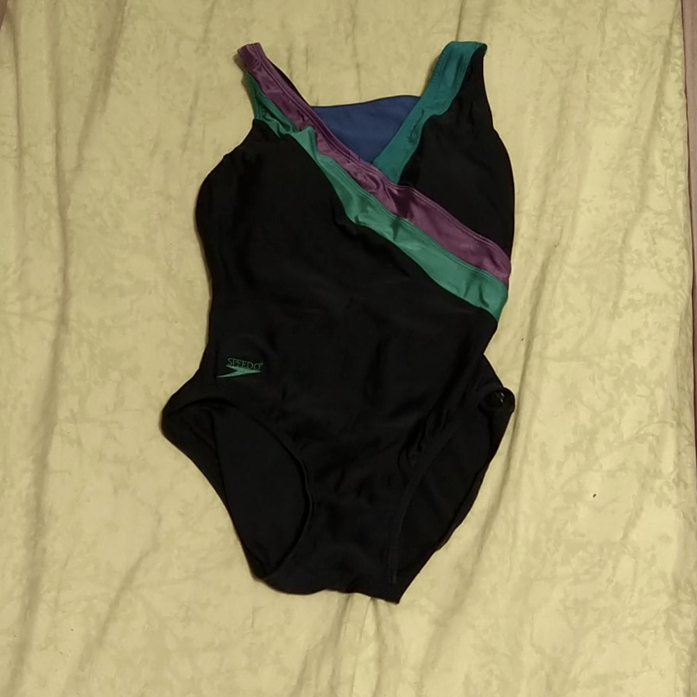 Purple and Blue One Piece Bathing Suit